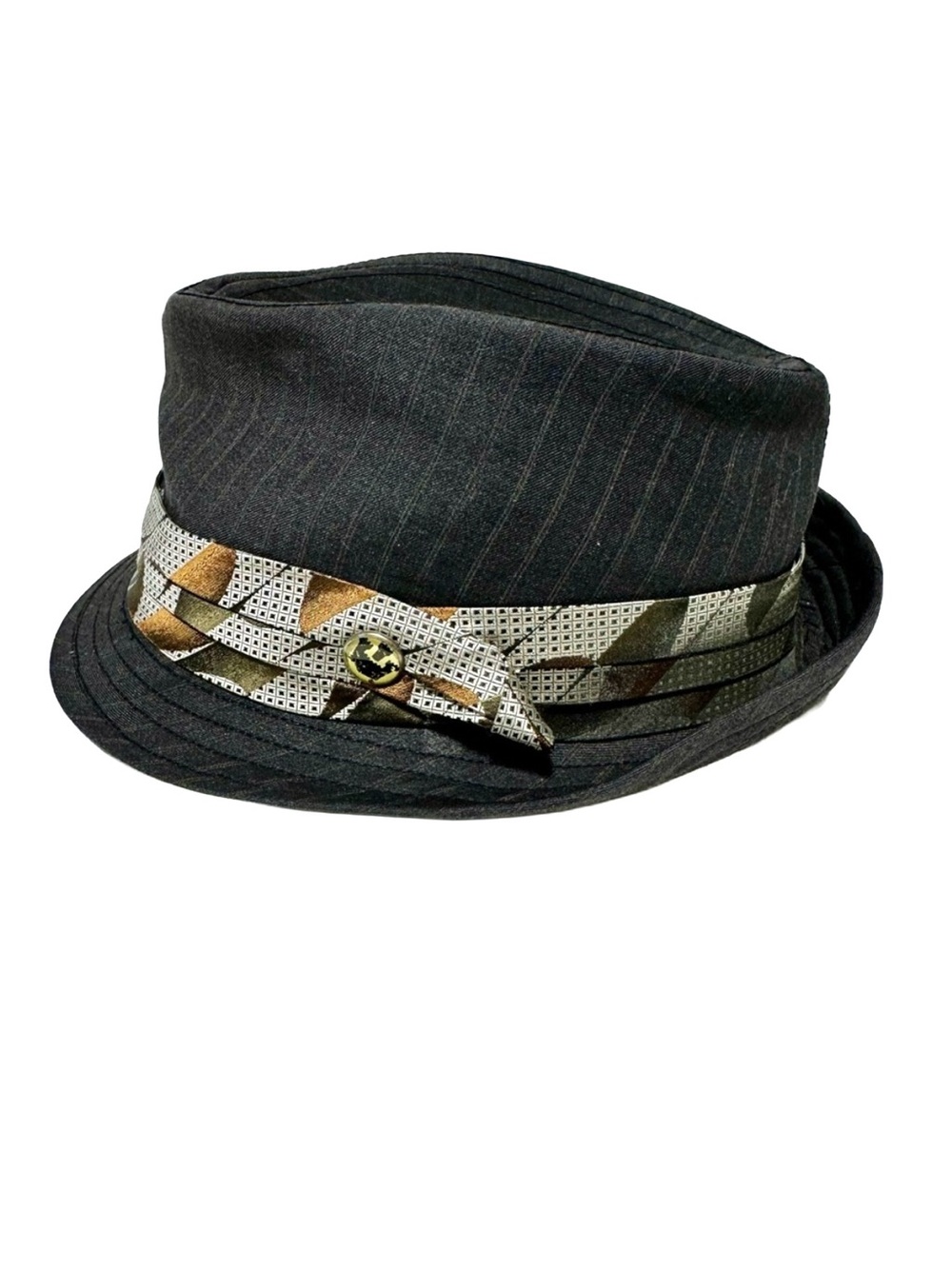 GOORIN BROS Moretti Fedora XL Black Pinstripe Wool Blend Gangster Fedora
